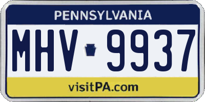 PA license plate MHV9937