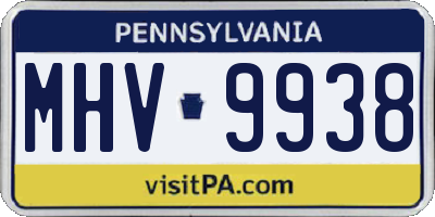 PA license plate MHV9938