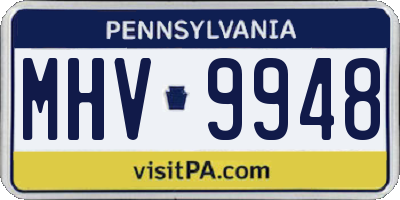PA license plate MHV9948