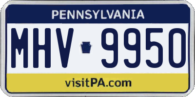 PA license plate MHV9950