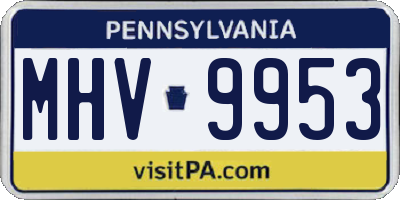 PA license plate MHV9953