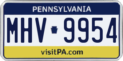 PA license plate MHV9954
