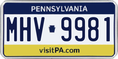 PA license plate MHV9981