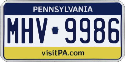 PA license plate MHV9986