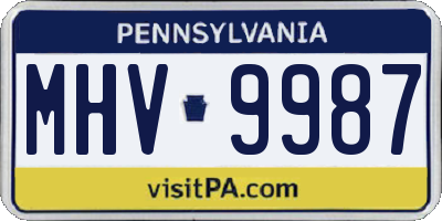 PA license plate MHV9987