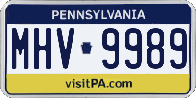 PA license plate MHV9989