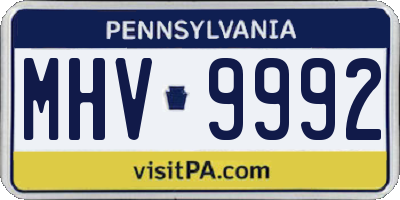 PA license plate MHV9992