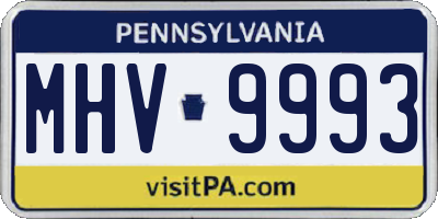 PA license plate MHV9993