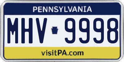 PA license plate MHV9998