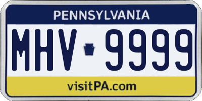 PA license plate MHV9999