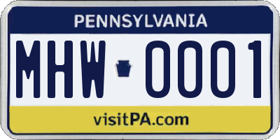PA license plate MHW0001
