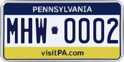 PA license plate MHW0002