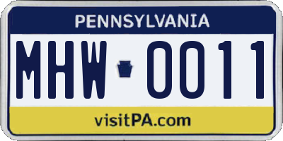 PA license plate MHW0011