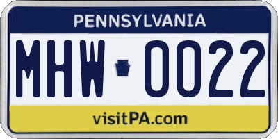 PA license plate MHW0022
