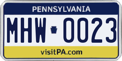 PA license plate MHW0023