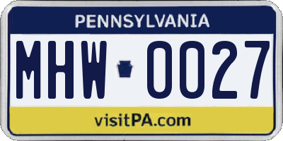 PA license plate MHW0027