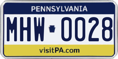 PA license plate MHW0028