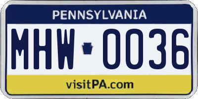 PA license plate MHW0036