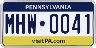 PA license plate MHW0041