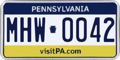 PA license plate MHW0042