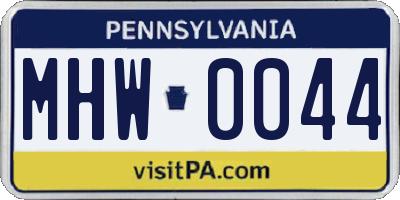 PA license plate MHW0044