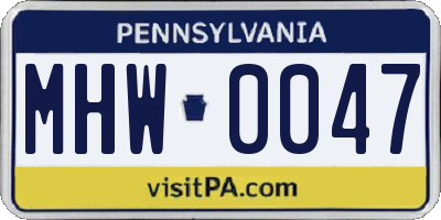PA license plate MHW0047