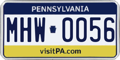 PA license plate MHW0056