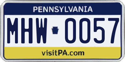 PA license plate MHW0057
