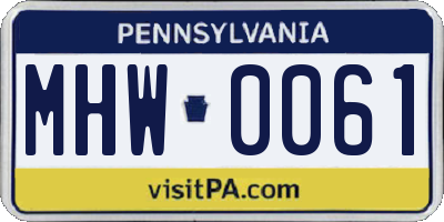PA license plate MHW0061