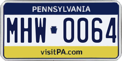 PA license plate MHW0064