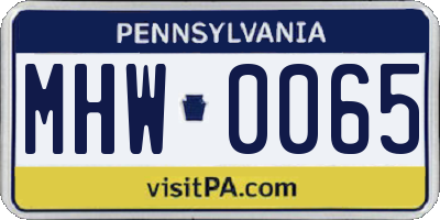 PA license plate MHW0065