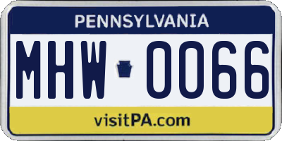 PA license plate MHW0066