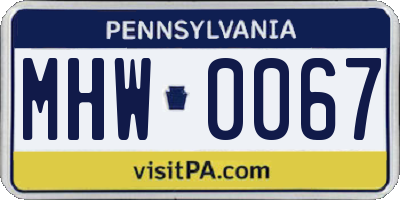 PA license plate MHW0067