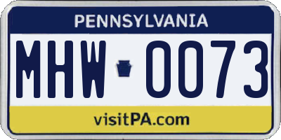PA license plate MHW0073