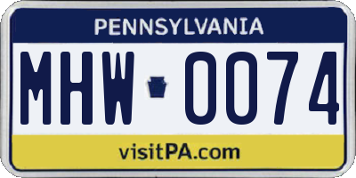 PA license plate MHW0074