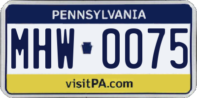 PA license plate MHW0075