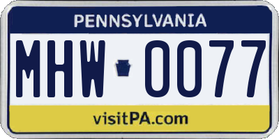 PA license plate MHW0077