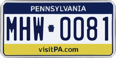 PA license plate MHW0081