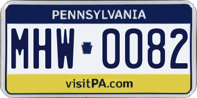 PA license plate MHW0082