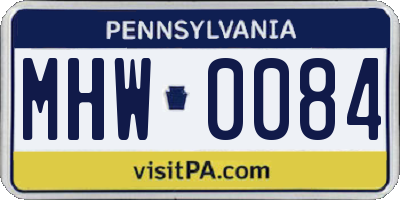PA license plate MHW0084