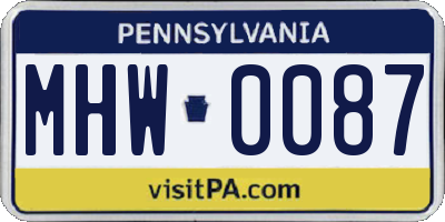 PA license plate MHW0087