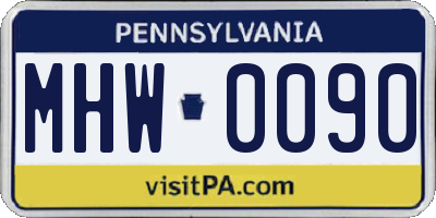 PA license plate MHW0090