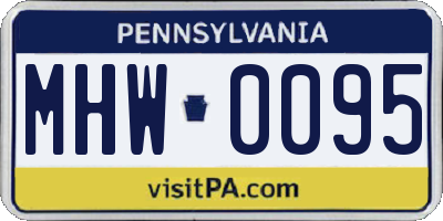 PA license plate MHW0095