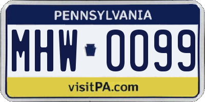PA license plate MHW0099