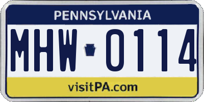 PA license plate MHW0114