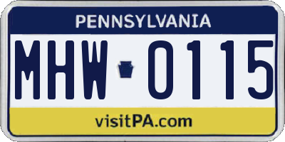 PA license plate MHW0115