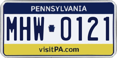 PA license plate MHW0121