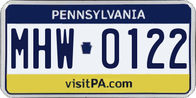 PA license plate MHW0122