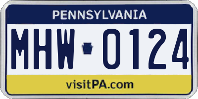 PA license plate MHW0124