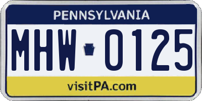 PA license plate MHW0125